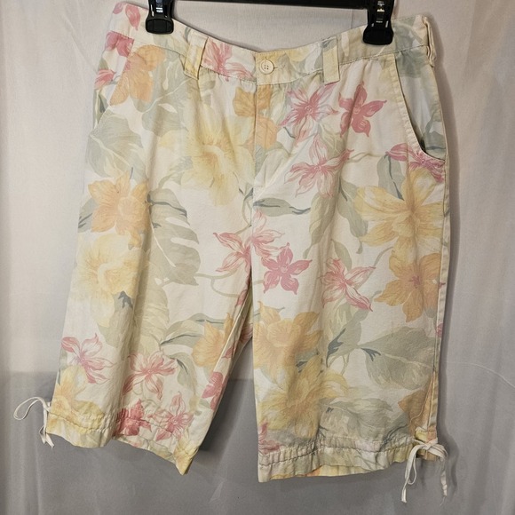 Caribbean Joe Pants - Caribbean Joe Shorts Womens Size 12 Multicolor Floral Bermudas Summer Beach